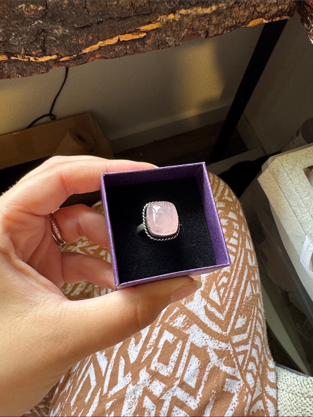 Handmade silver  Ring with Pink Rose Quartz Gemstone